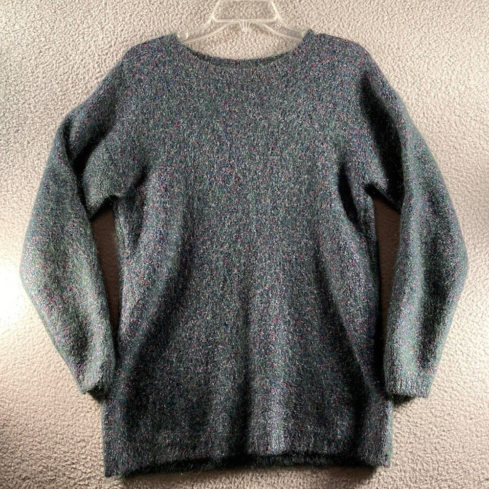Paul Harris Design Sweater Womens Small Green Mohair Blend‎ Marled Vintage Knit